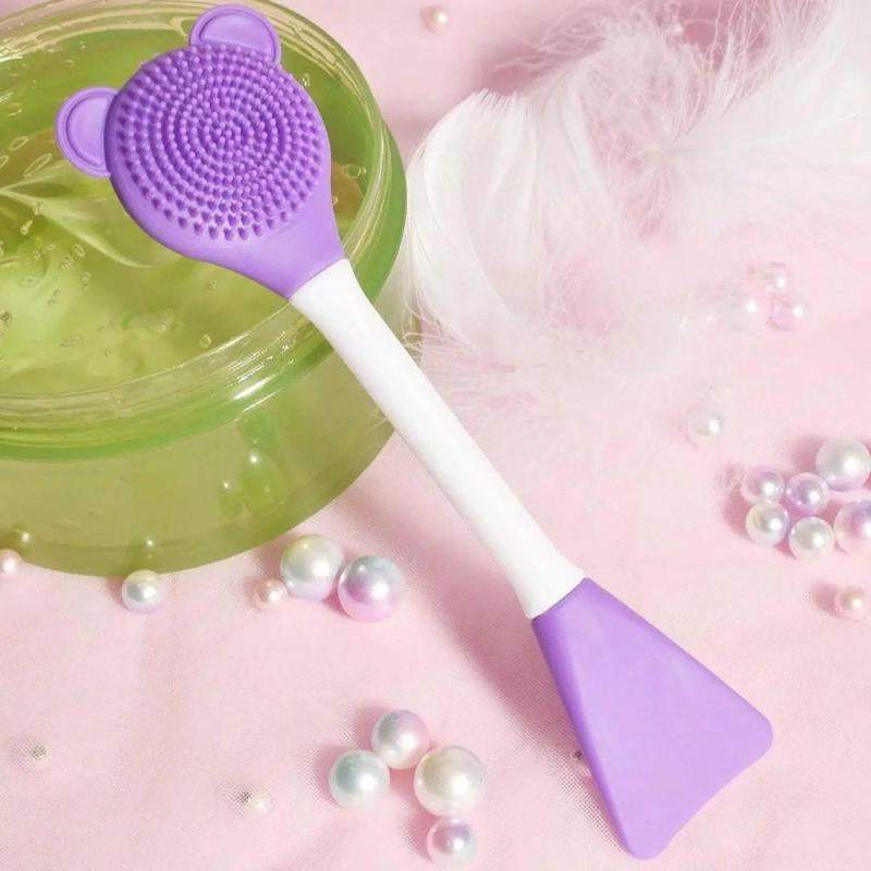 2-in-1 hypoallergenic silicone facial cleansing brush and spatula skincare tool