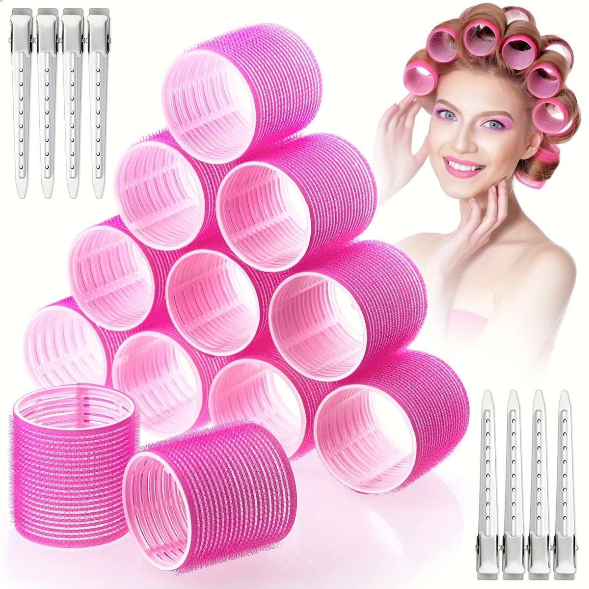 24-piece jumbo self-grip hair curlers set for all hair types