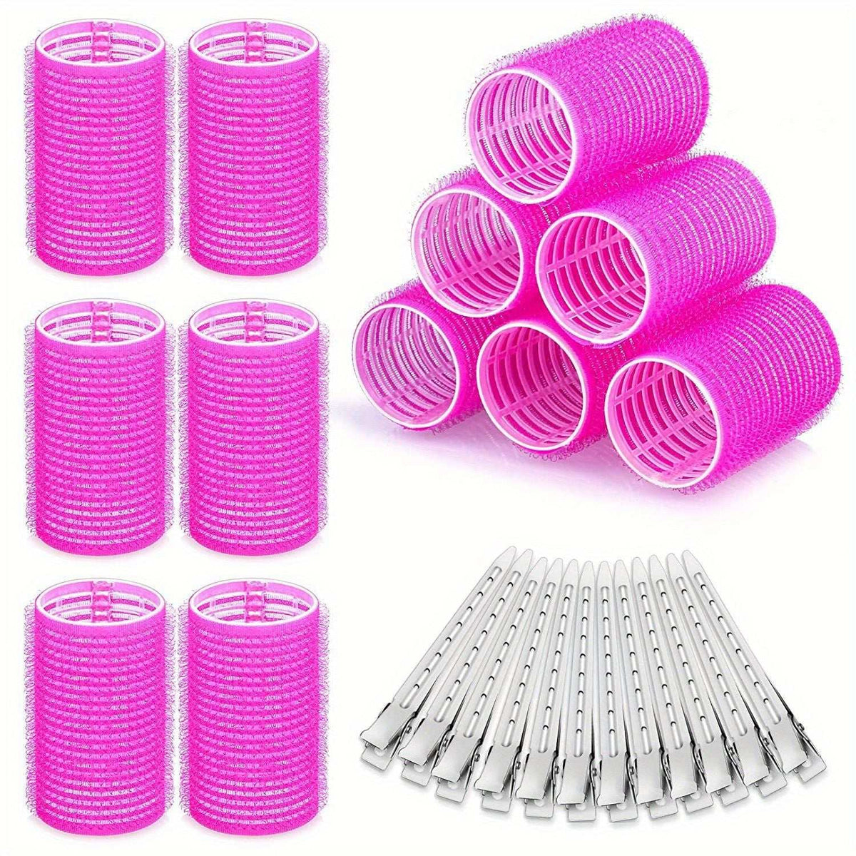 24-piece jumbo self-grip hair curlers set for all hair types