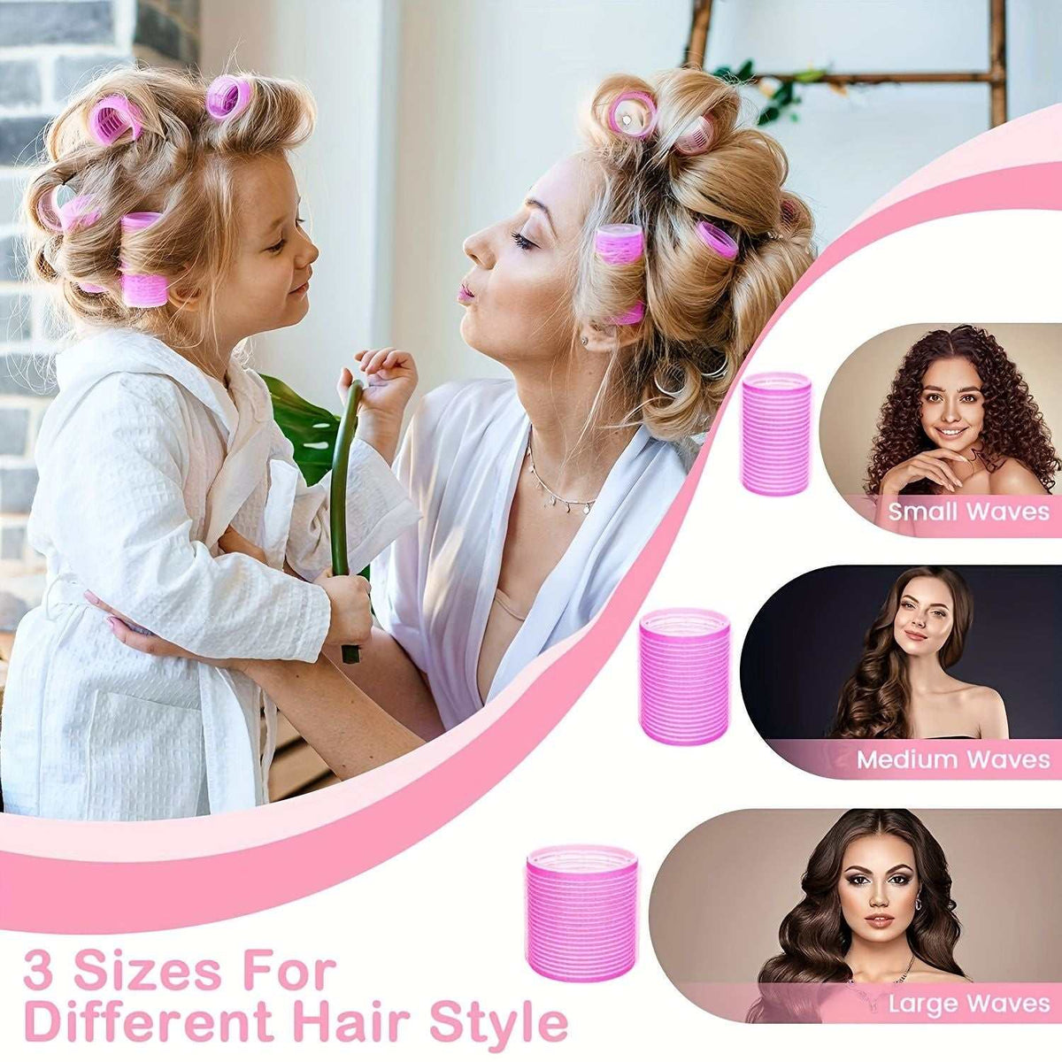 24-piece jumbo self-grip hair curlers set for all hair types