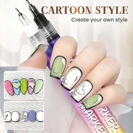 Colorful 3D nail art marker pen set for manicure decoration