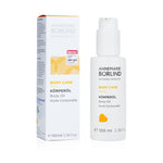 Annemarie Borlind Nourishing Body Oil 100ml white bottle with pump and matching white box featuring yellow accents and text