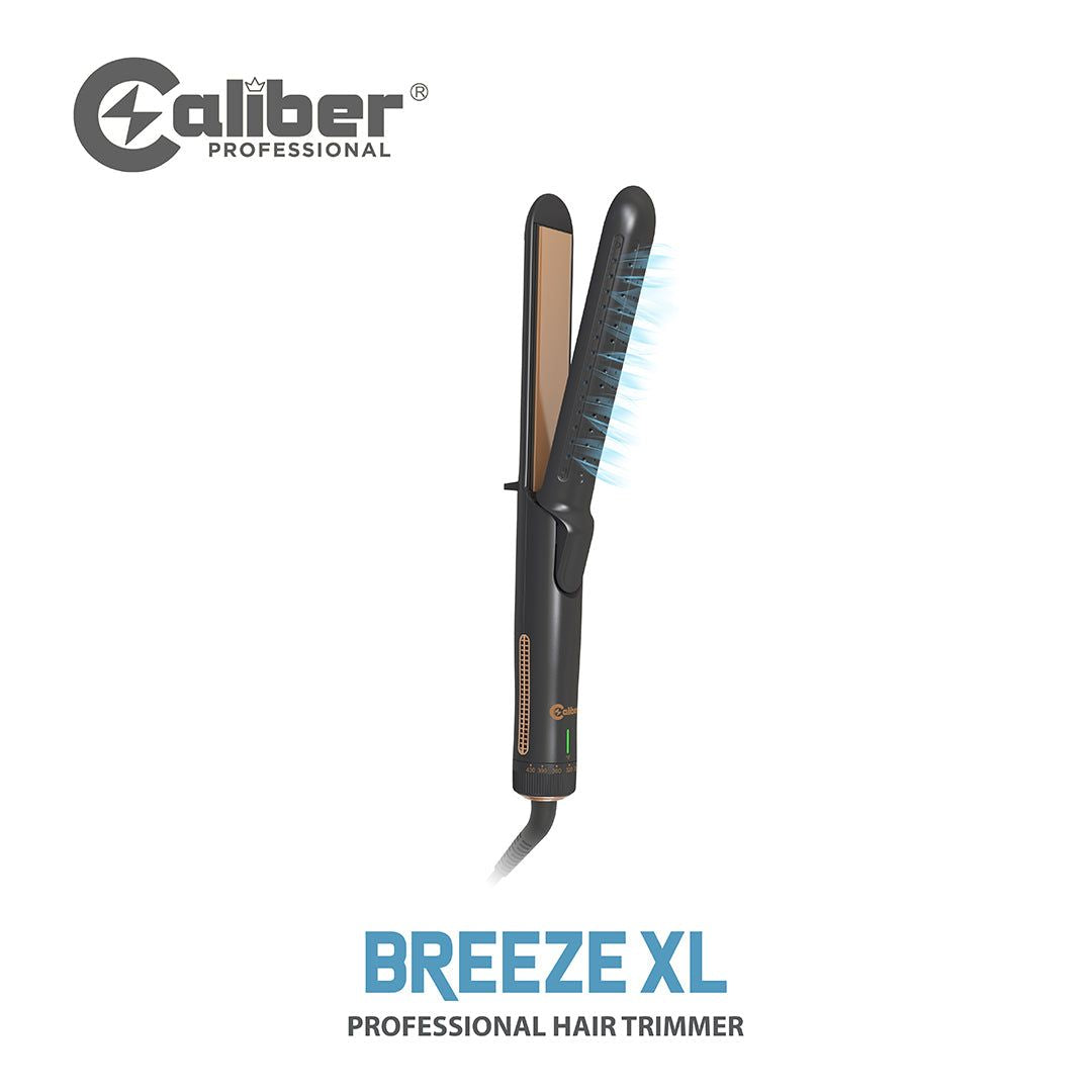 Caliber Breeze XL black ceramic hair straightener and curler with 2-inch extended barrel and cool air technology