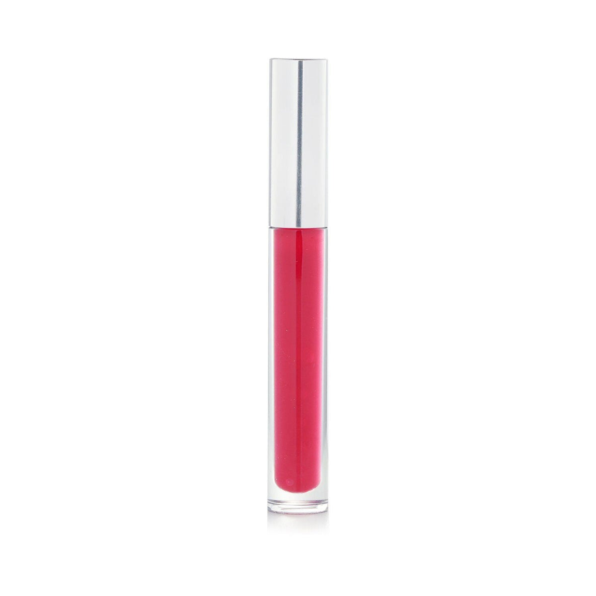 Clinique Pop Plush glossy lip gloss in vibrant juicy apple red with a silver cap and clear tube packaging