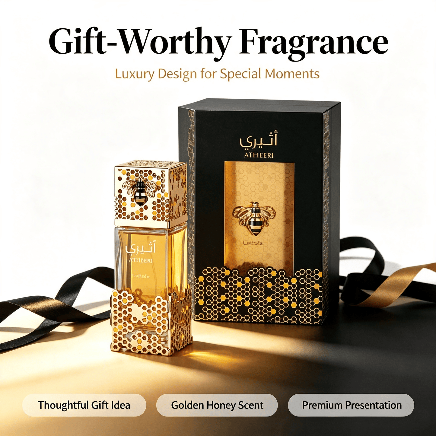 Unisex Eau de Parfum 100ml, Luxurious Honey Bee Carved Bottle designed for gifting on special occasions.
