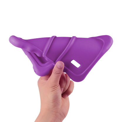 Multifaceted view of a purple shock-resistant silicone case highlighting its unique features.