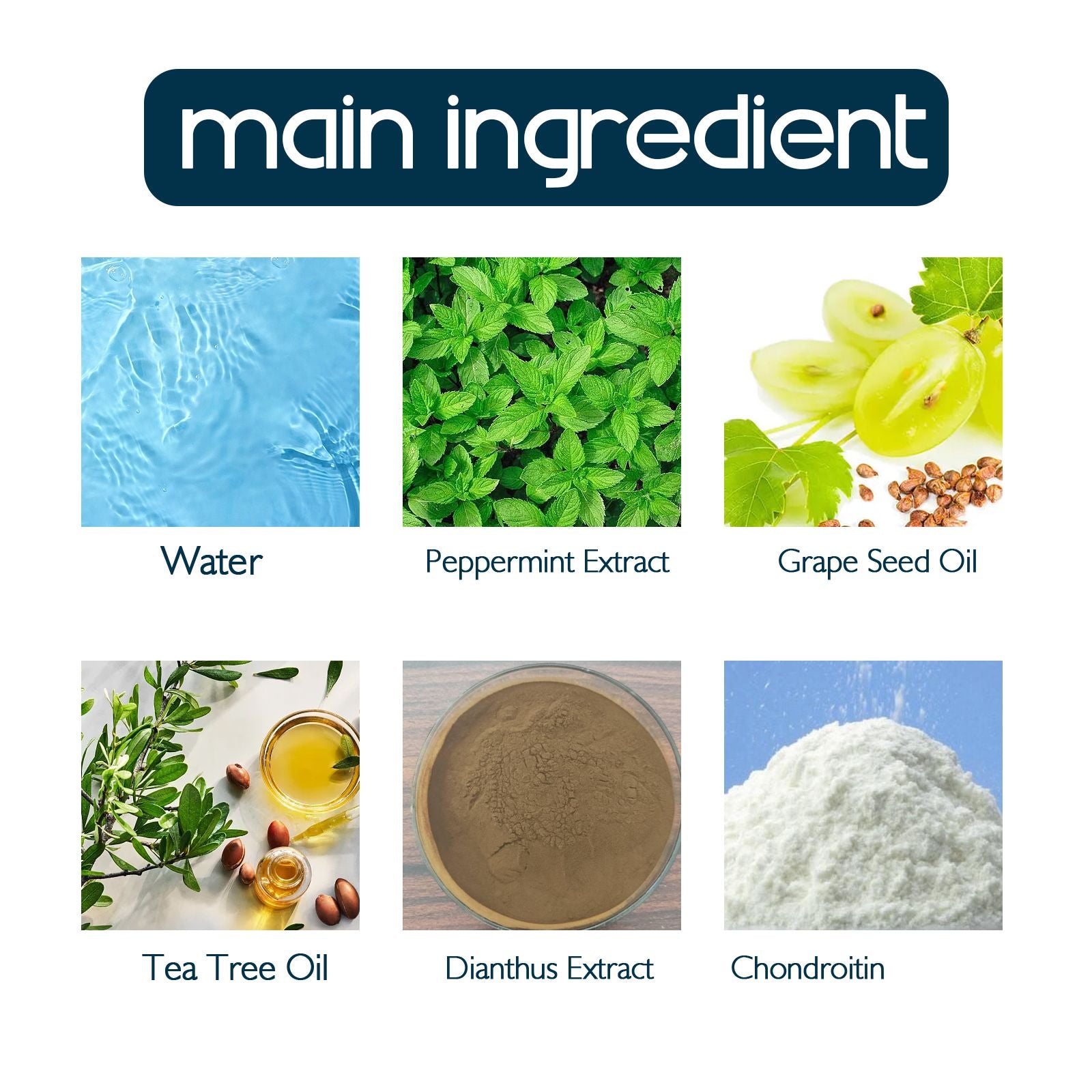 Main ingredients of South Moon Joint and Muscle Soreness Cream including peppermint extract and tea tree oil for effective relief.