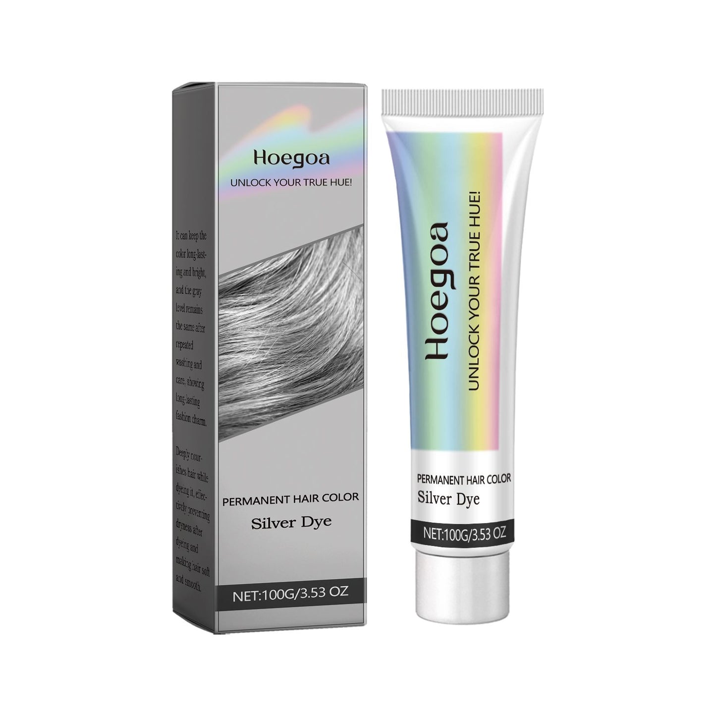 Packaged Vibrant Silver Hair Color Cream, perfect for achieving stylish silver hair at home or in a salon setting.