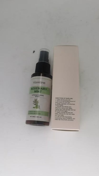 VIARELINE Rosemary Mint Infused Leave-In Hair Spray for All Hair Types - 50 ml, bottle displayed with usage directions.