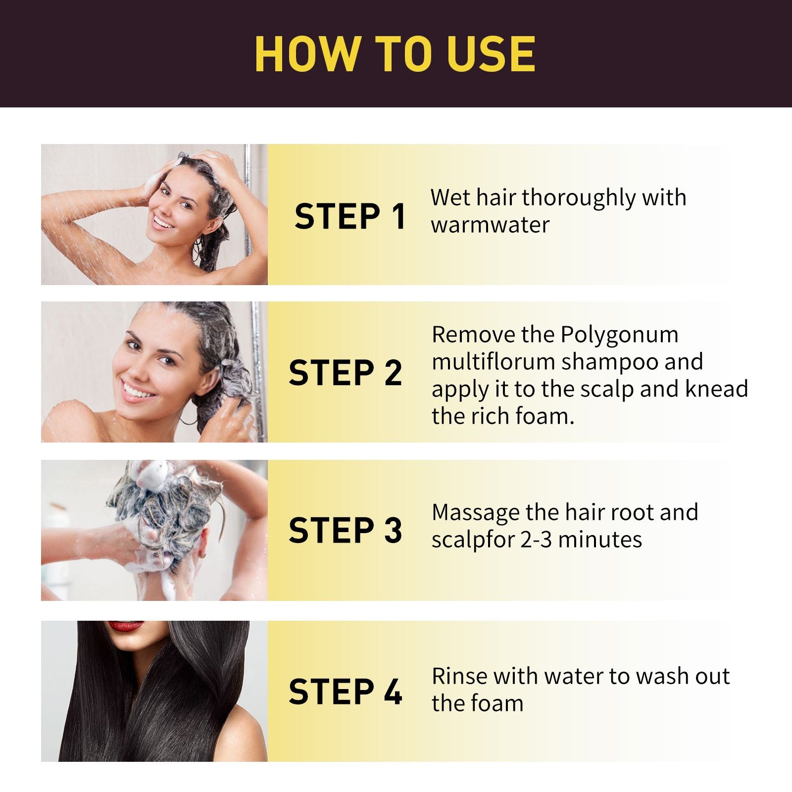 Organic 3-in-1 Hair Color Shampoo 500ml - Step-by-step guide for using the hair dye shampoo for optimal results.