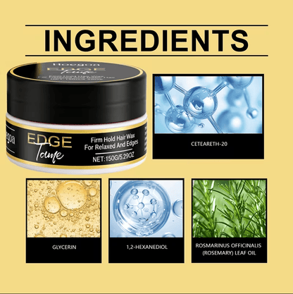 Ingredients list of the Orange Essence Hair Styling Cream 150ml, featuring key components like glycerin and rosemary leaf oil for effective hair care.