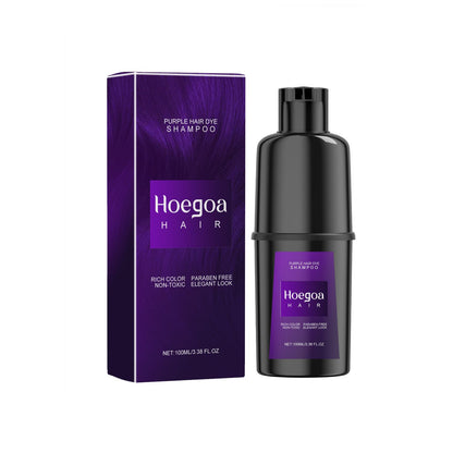 Hoegoa Hair Vibrant Color Hair Shampoo showcasing purple shade options, providing stylish and vibrant hair choices for users.