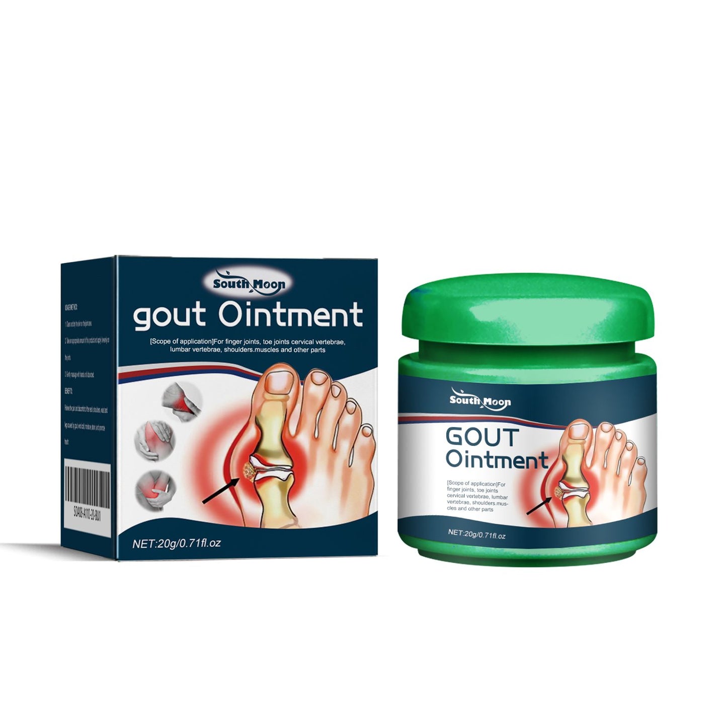 South Moon Natural Joint and Muscle Soreness Cream packaging featuring gout ointment for effective relief.