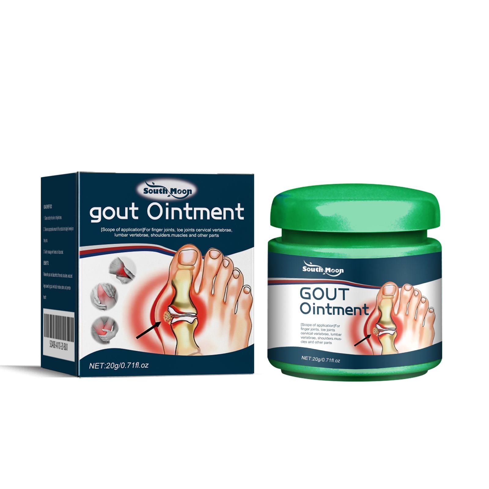 South Moon Natural Joint and Muscle Soreness Cream packaging featuring gout ointment for effective relief.