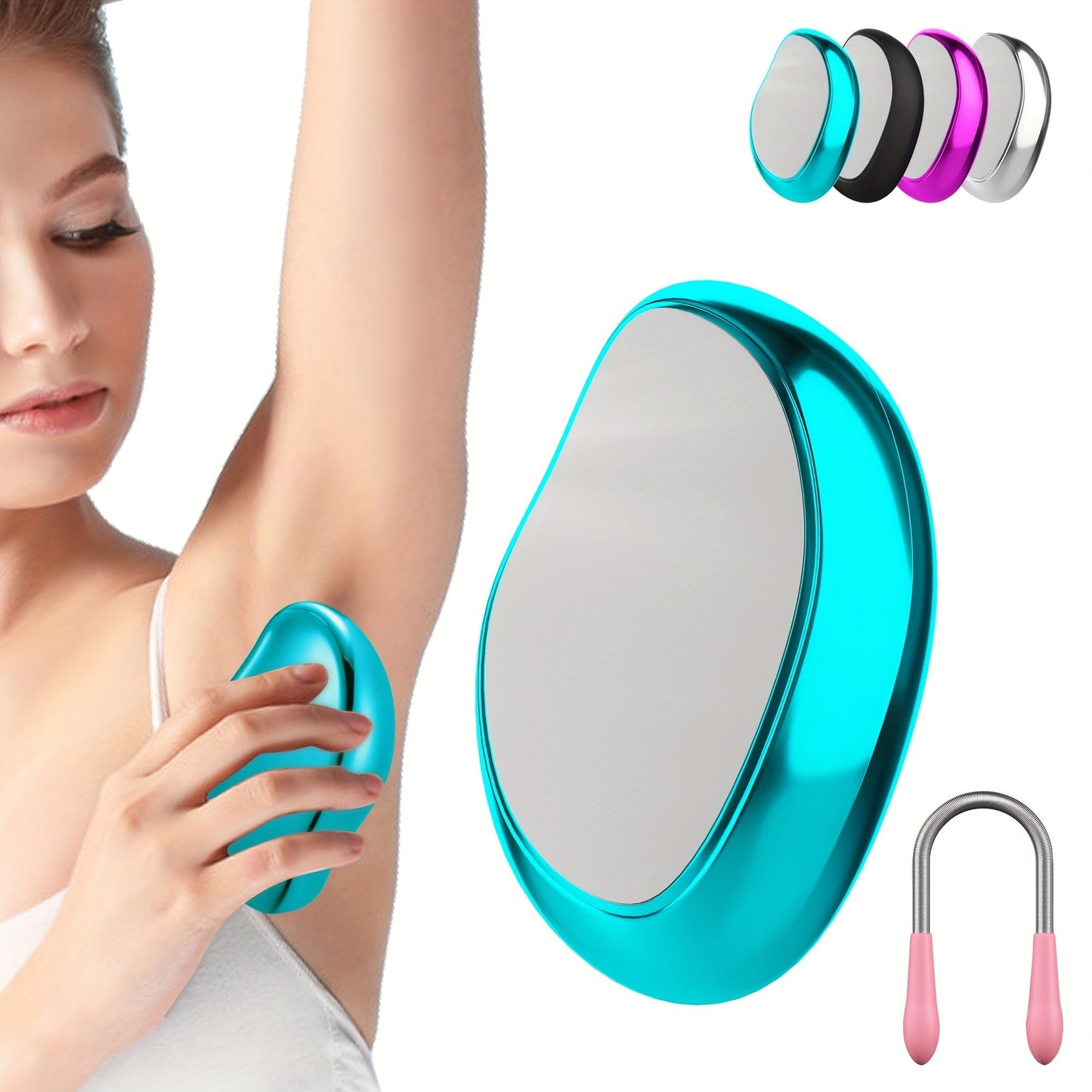 Close-up of the vibrant blue Crystal Hair Eraser Physical Hair Removal Tool, part of a set, designed for effective and mild hair removal.