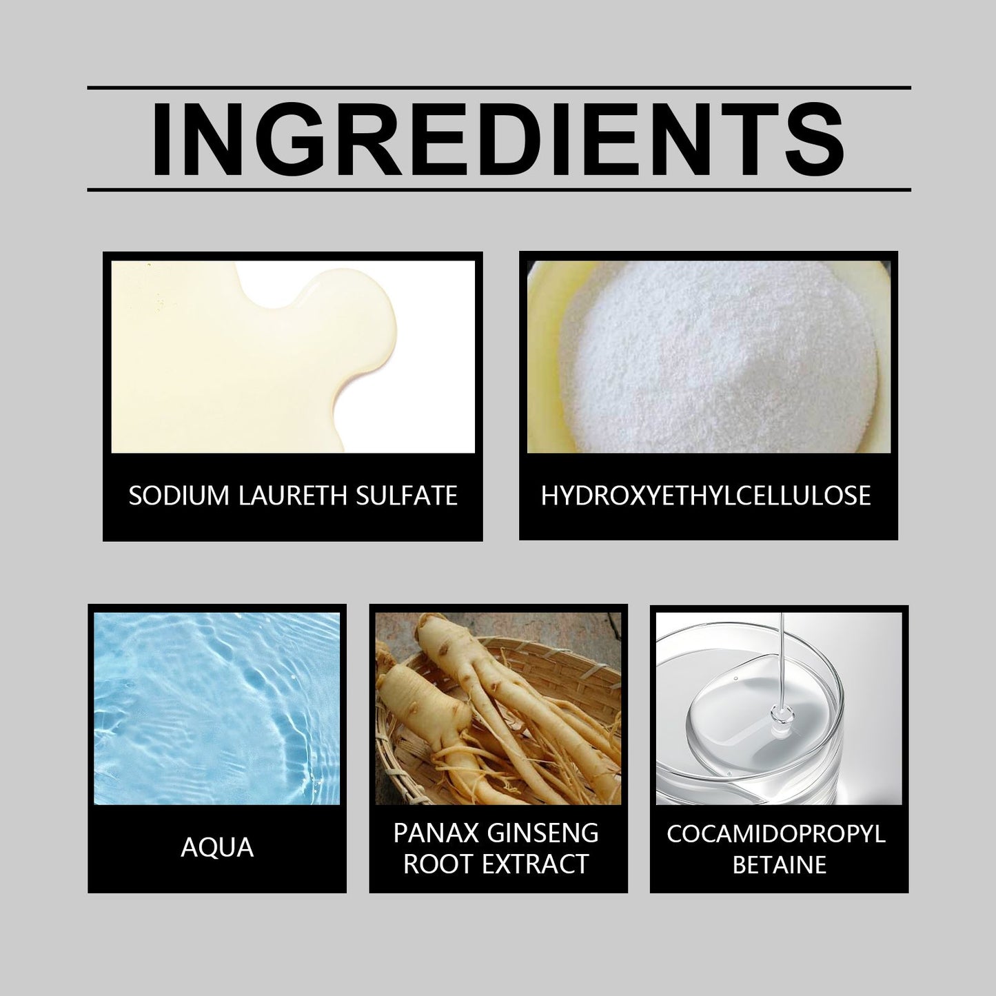 Detailed ingredients of Hoegoa Hair Vibrant Color Hair Shampoo including sodium lauryl sulfate and panax ginseng root extract for hair nourishment.