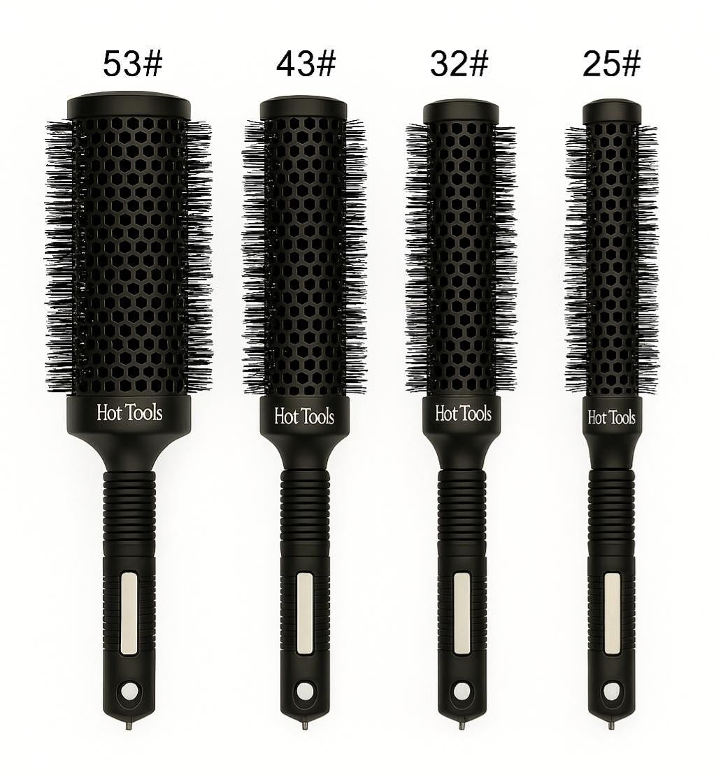 A set of Premium Long Barrel Ceramic Round Brushes for Professional Styling, perfect for achieving various hair textures and styles.