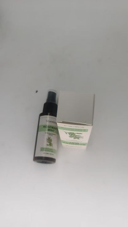 VIARELINE Rosemary Mint Infused Leave-In Hair Spray for All Hair Types - 50 ml, bottle and box positioned together.