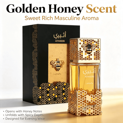 Unisex Eau de Parfum 100ml celebrating golden honey scent with a rich masculine aroma perfect for evening wear.
