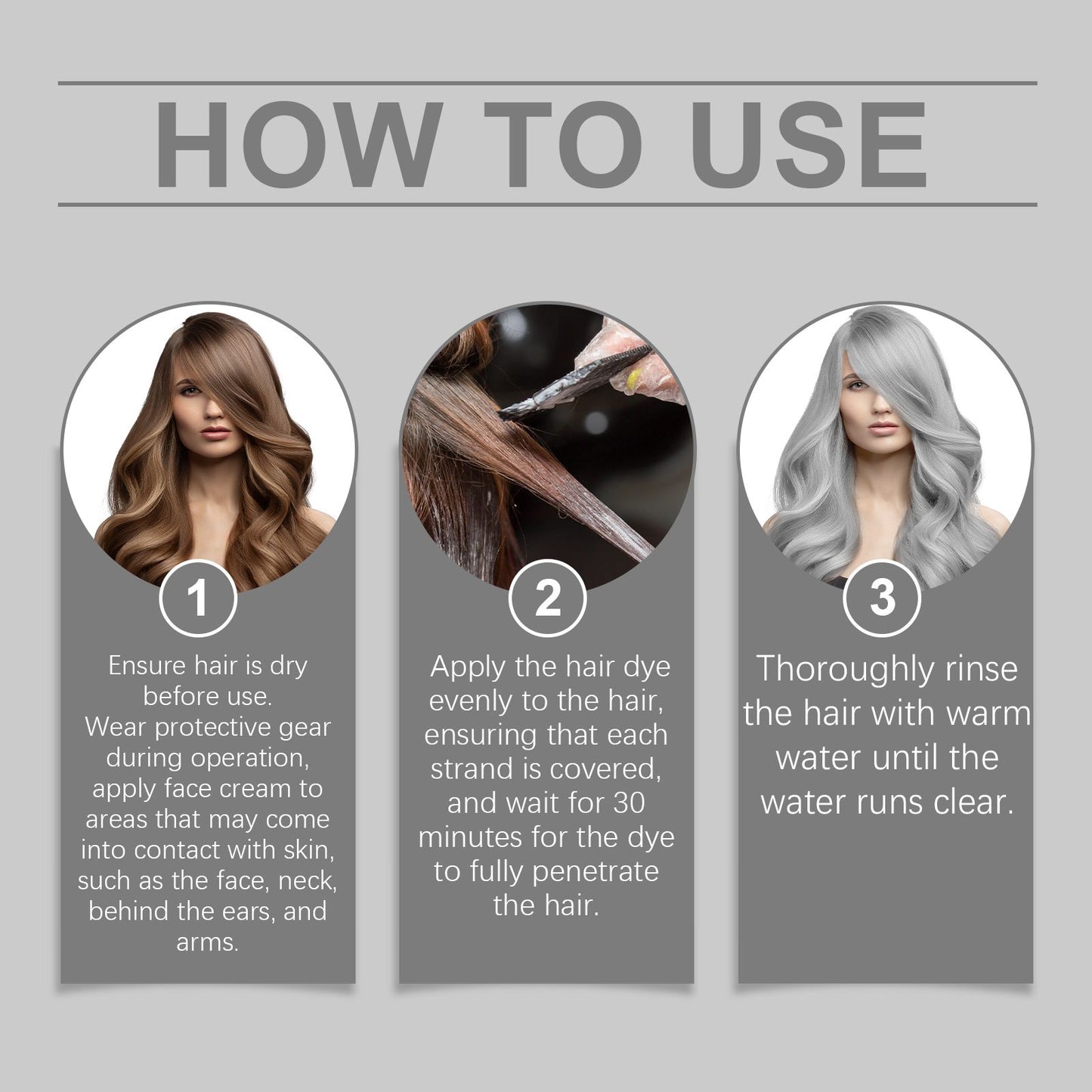 Simple guide on how to use Vibrant Silver Hair Color Cream for achieving flawless silver hair at home.