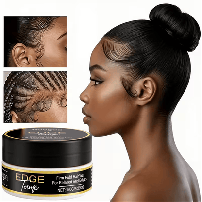 Image of a woman showcasing natural hairstyles using the Orange Essence Hair Styling Cream 150ml, highlighting its effectiveness in taming broken hair and bangs.