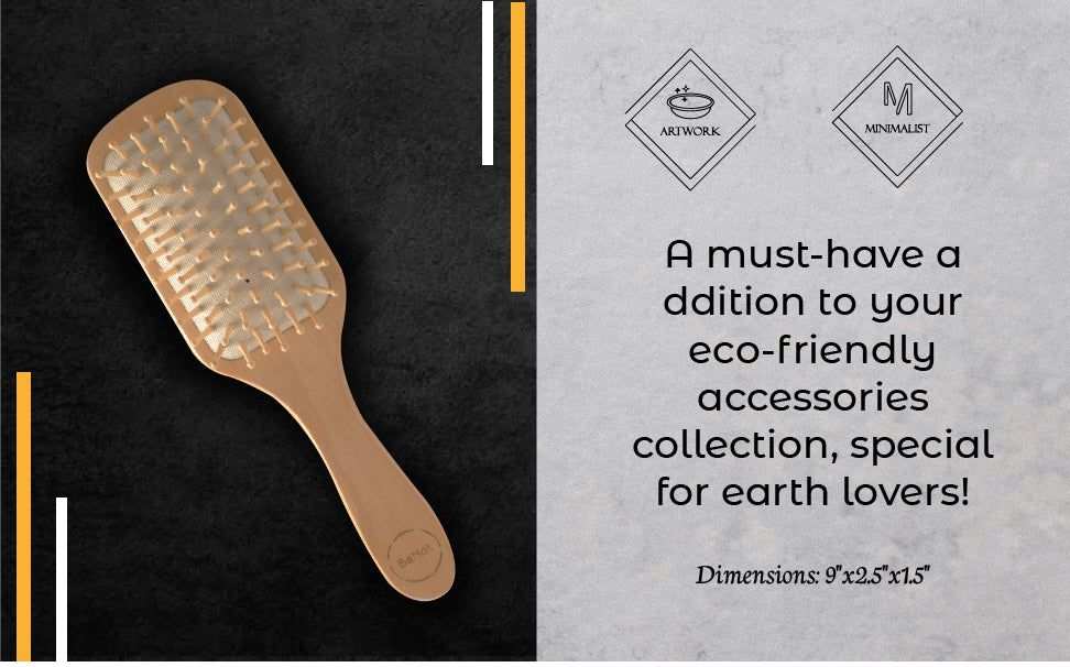 Eco-friendly bamboo paddle hairbrush with natural wooden bristles