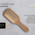 Eco-friendly bamboo paddle hairbrush with wooden bristles and rubber cushion