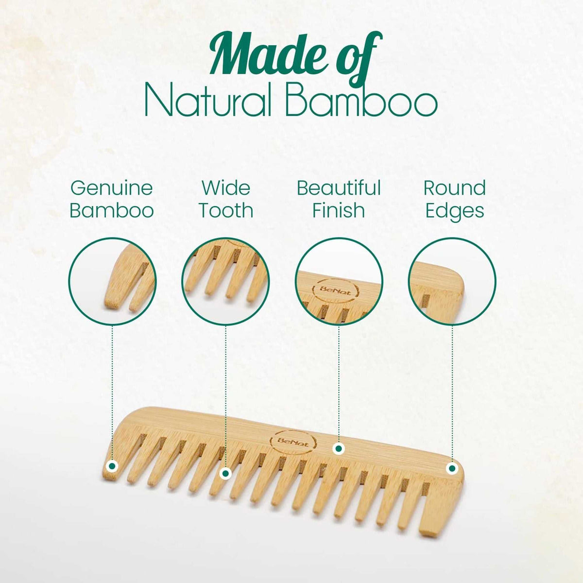 Eco-friendly bamboo hair and beard comb for natural hair care