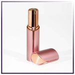 Facial Hair Remover Women in lipstick-sized rose gold and pink design with a removable cap and built-in trimmer head