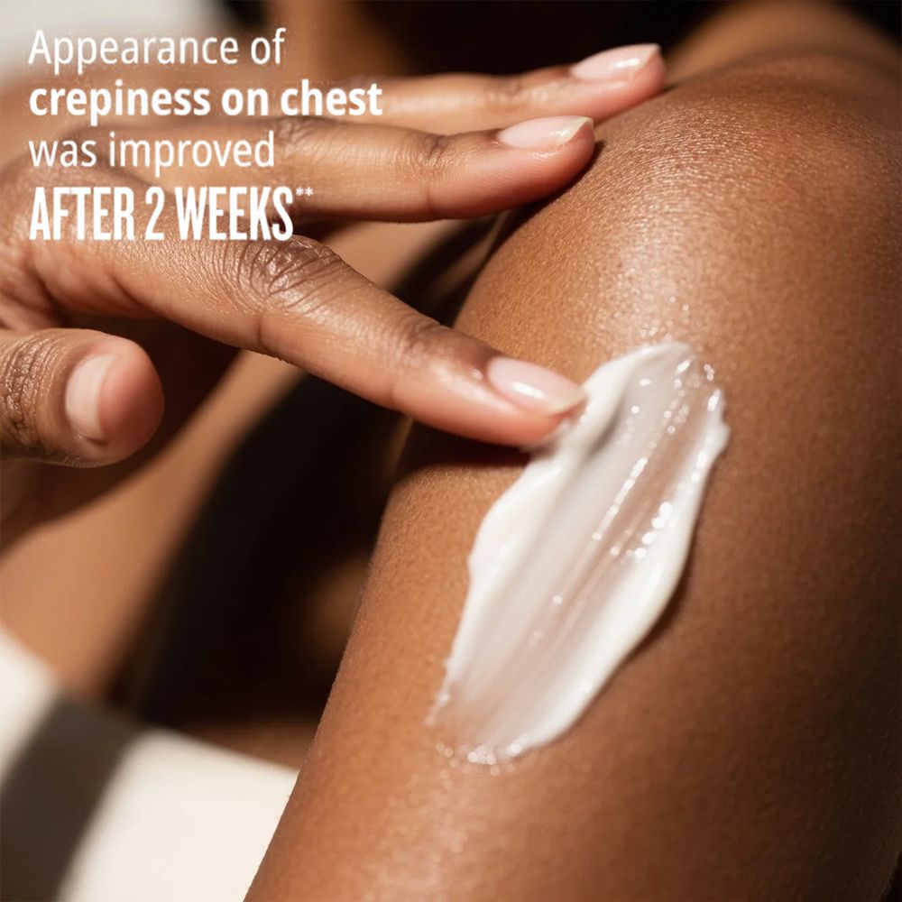 Close-up of a medium brown skin arm with white creamy body butter being applied, promoting Ibiza Bliss moisturizing benefits