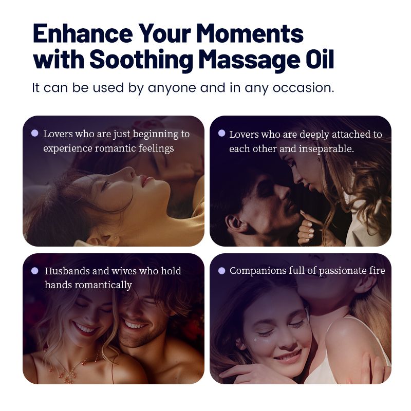 Intimate Bliss Vegan Aromatherapy message oil montage showing couples in romantic, tender, and affectionate moments highlighting connection and passion