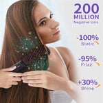 ionic steam hair straightening brush with ceramic teeth for smooth anti-frizz styling