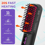 Ionic steam hair straightening brush for smooth, anti-frizz hair