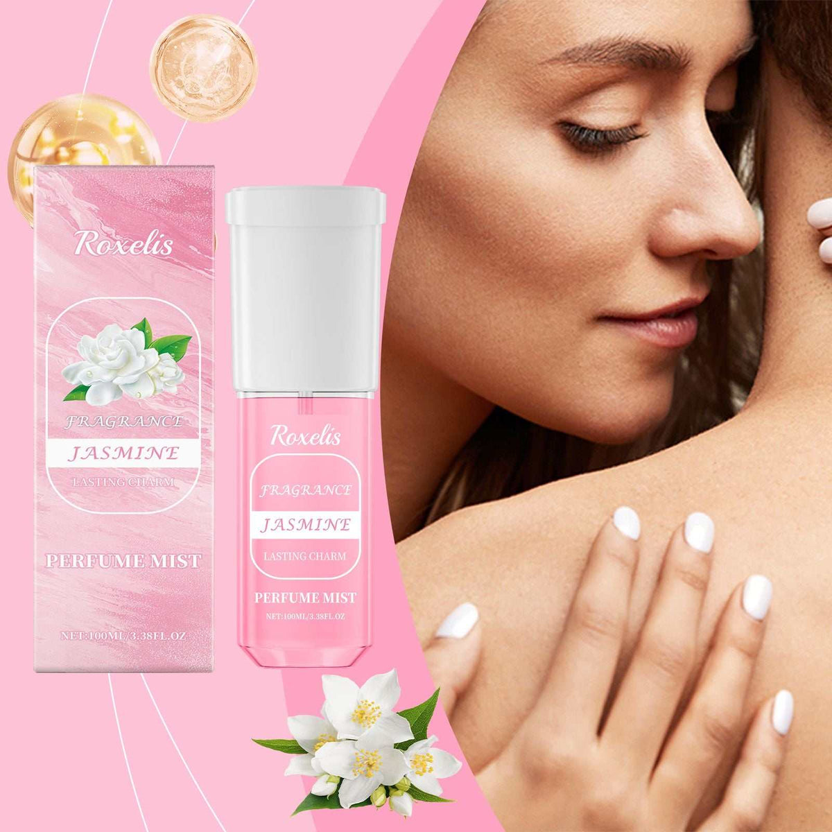 Jasmine Bliss light fresh floral perfume spray bottle