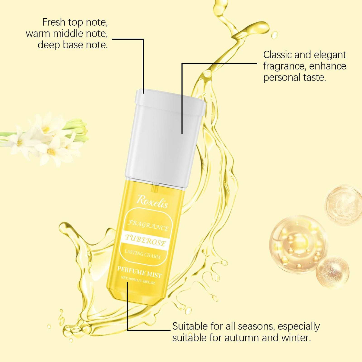 Jasmine Bliss light fresh perfume spray bottle with floral woody scent