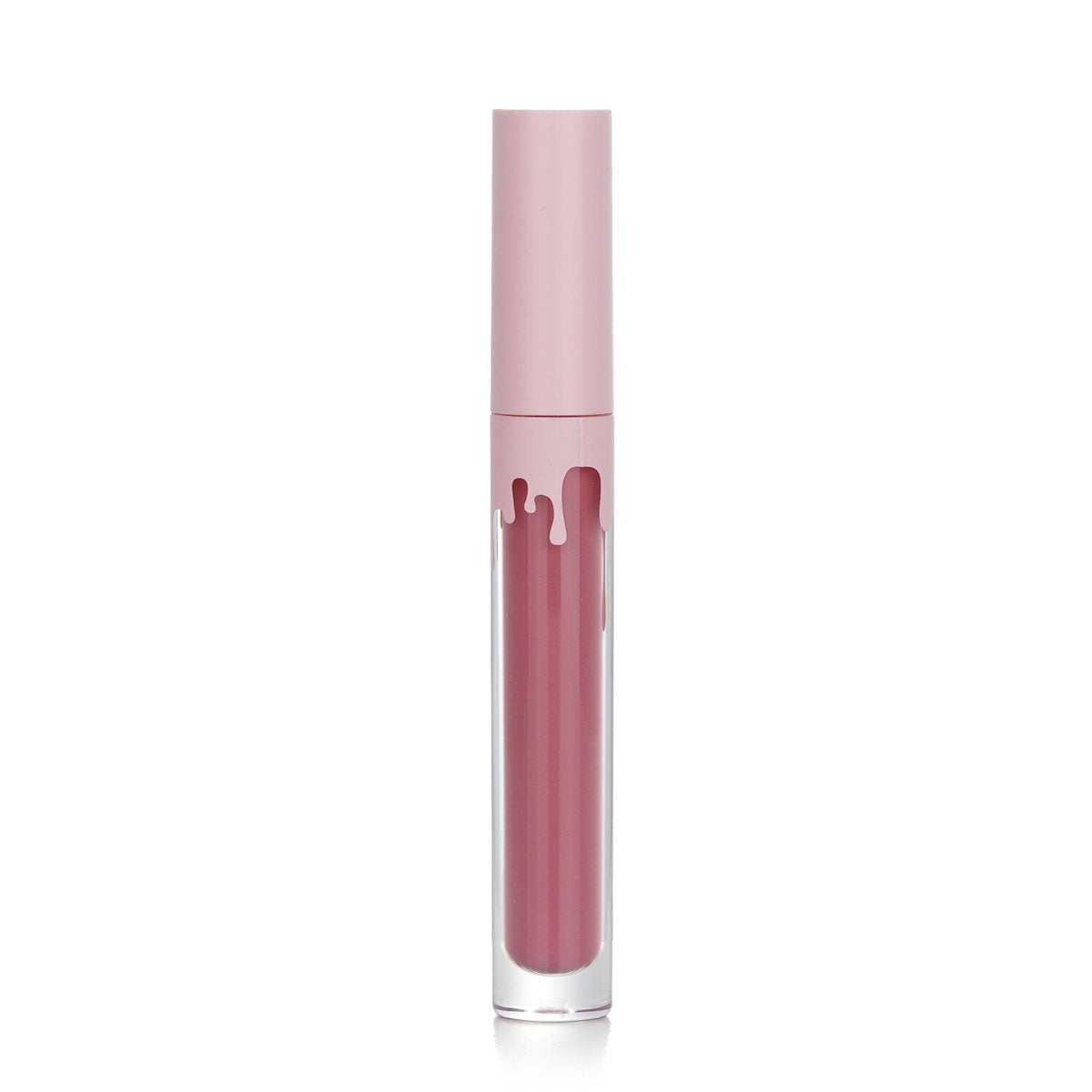Kylie Cosmetics Matte Liquid Lipstick in Posie K shade featuring a muted pink matte finish in a clear tube with a soft pink cap