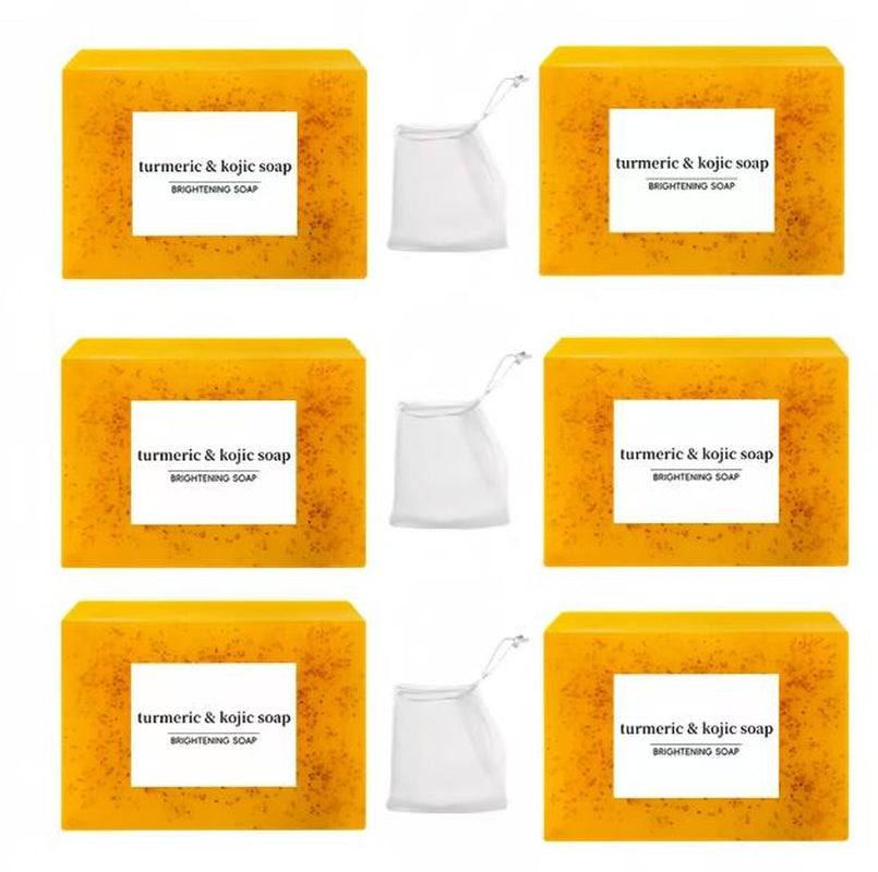 Lemon turmeric kojic acid soap bar for brightening and hydrating skin