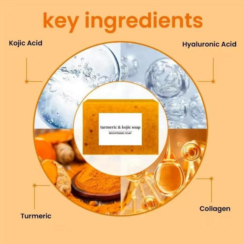 Lemon turmeric kojic acid soap bar for brightening and hydrating skin