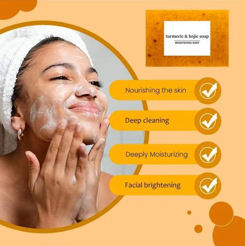 Lemon turmeric kojic acid soap bar for brightening and hydrating skin