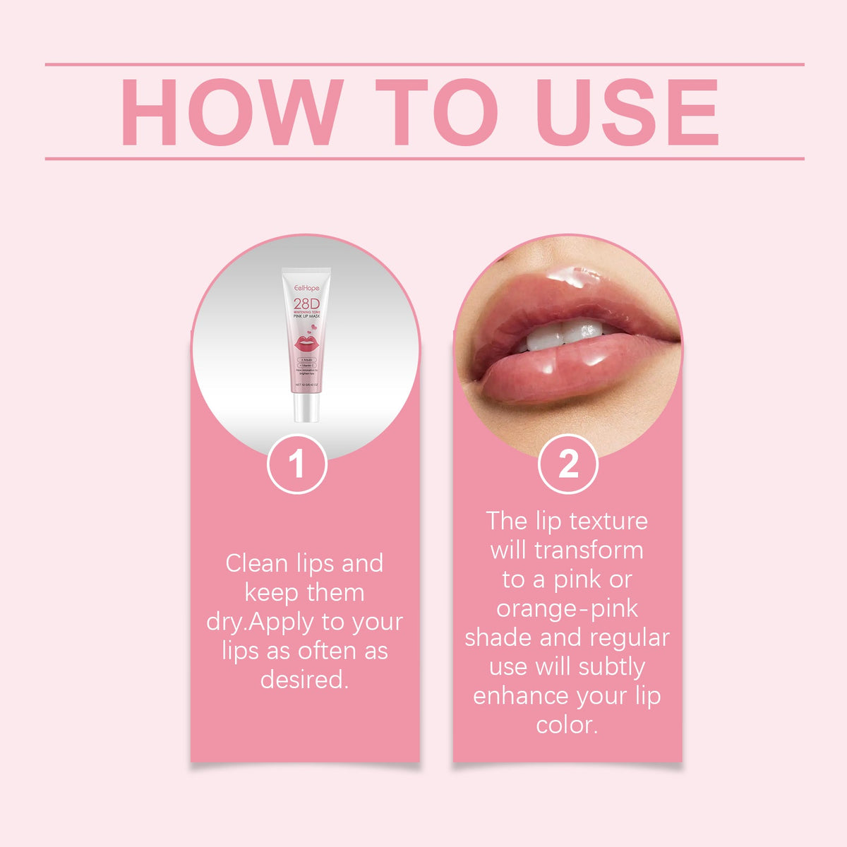 Lip balm moisturizes with a tinted pink to orange-pink shade, nourishing lips with shea butter and sunflower oil for soft, smooth texture