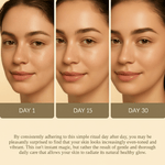 Natural Turmeric Soap usage progression showing a woman's clear, glowing skin improvement on day 1, 15, and 30