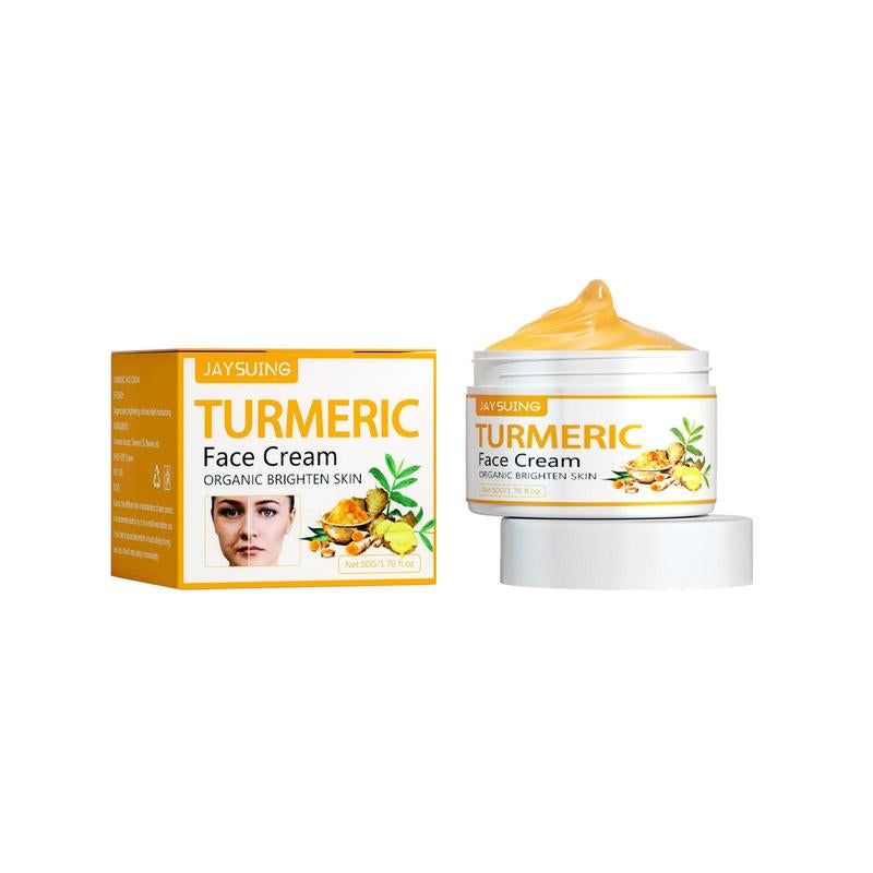 organic turmeric face cream jar with turmeric roots