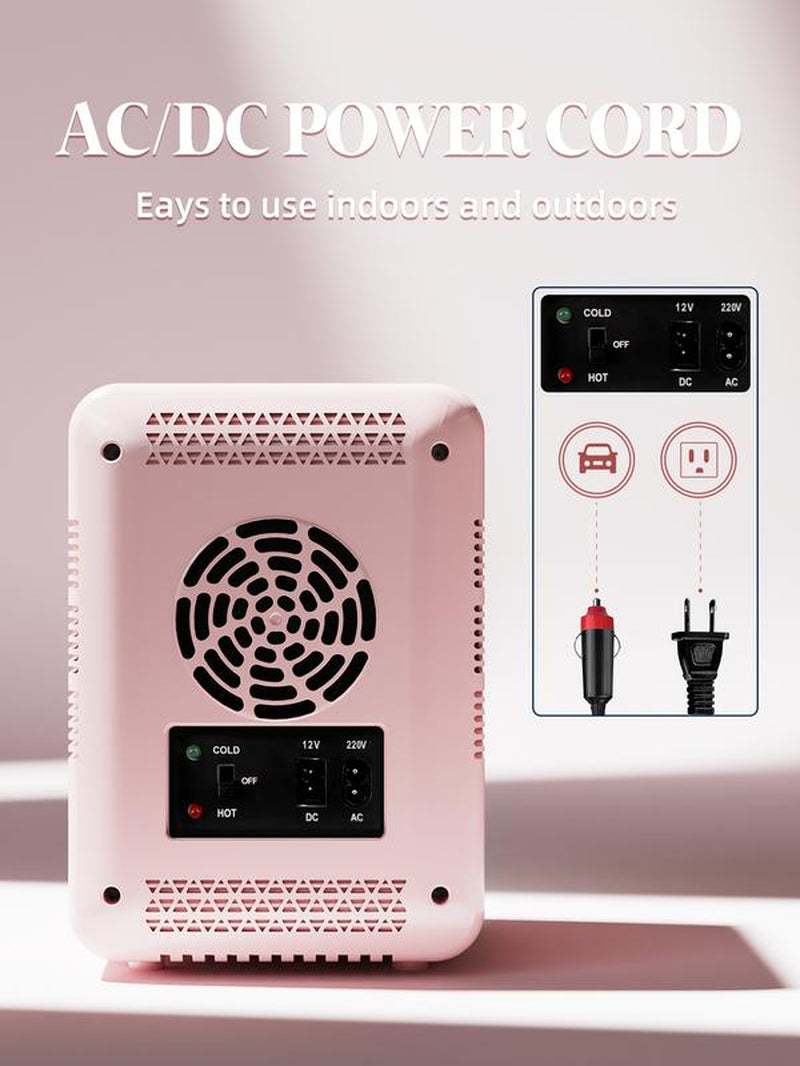 portable mini skincare fridge with led mirror cooling warming settings