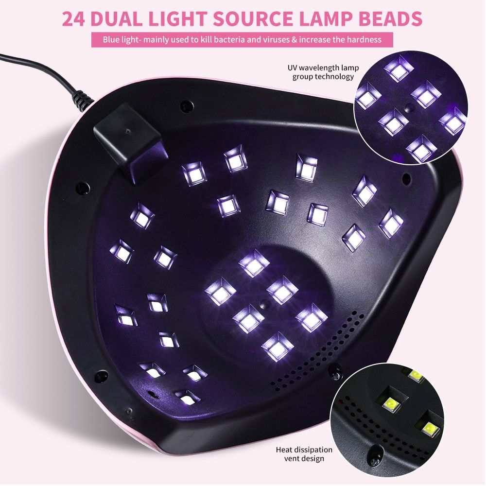 Professional 24 LED UV nail lamp with automatic sensor and 3 timer settings
