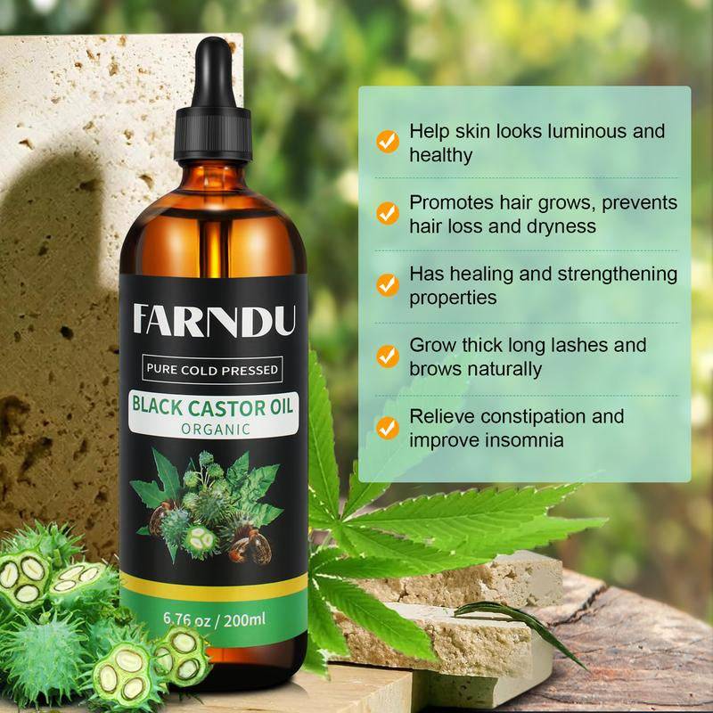 100% pure thick black castor oil for hair growth skin hydration lashes brows