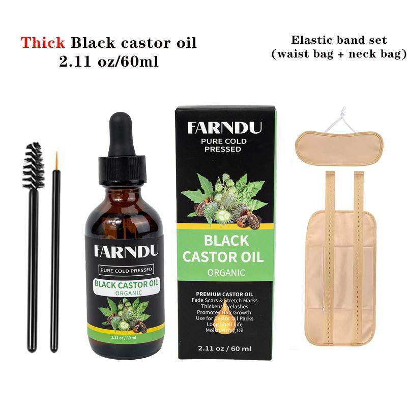 100% pure thick black castor oil bottle for hair and skin care