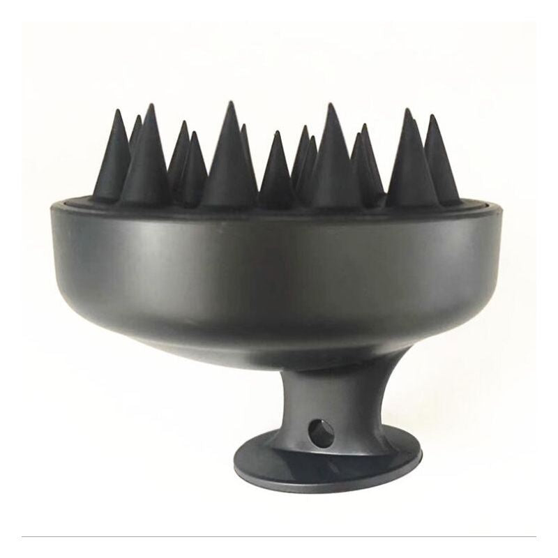 Scalp Care Brush black silicone scalp massager with soft pointed tips and ergonomic grip for dandruff care