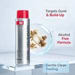 Stain Removing Mouthwash in silver bottle with red cap featuring alcohol free formula and gunk build-up targeting properties