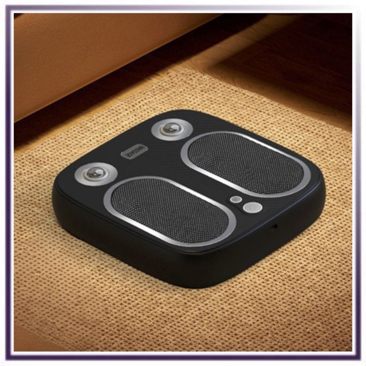 Cordless black Stress & Pain Relief Foot Massager with mesh footpads, circular massage nodes, and simple control buttons.