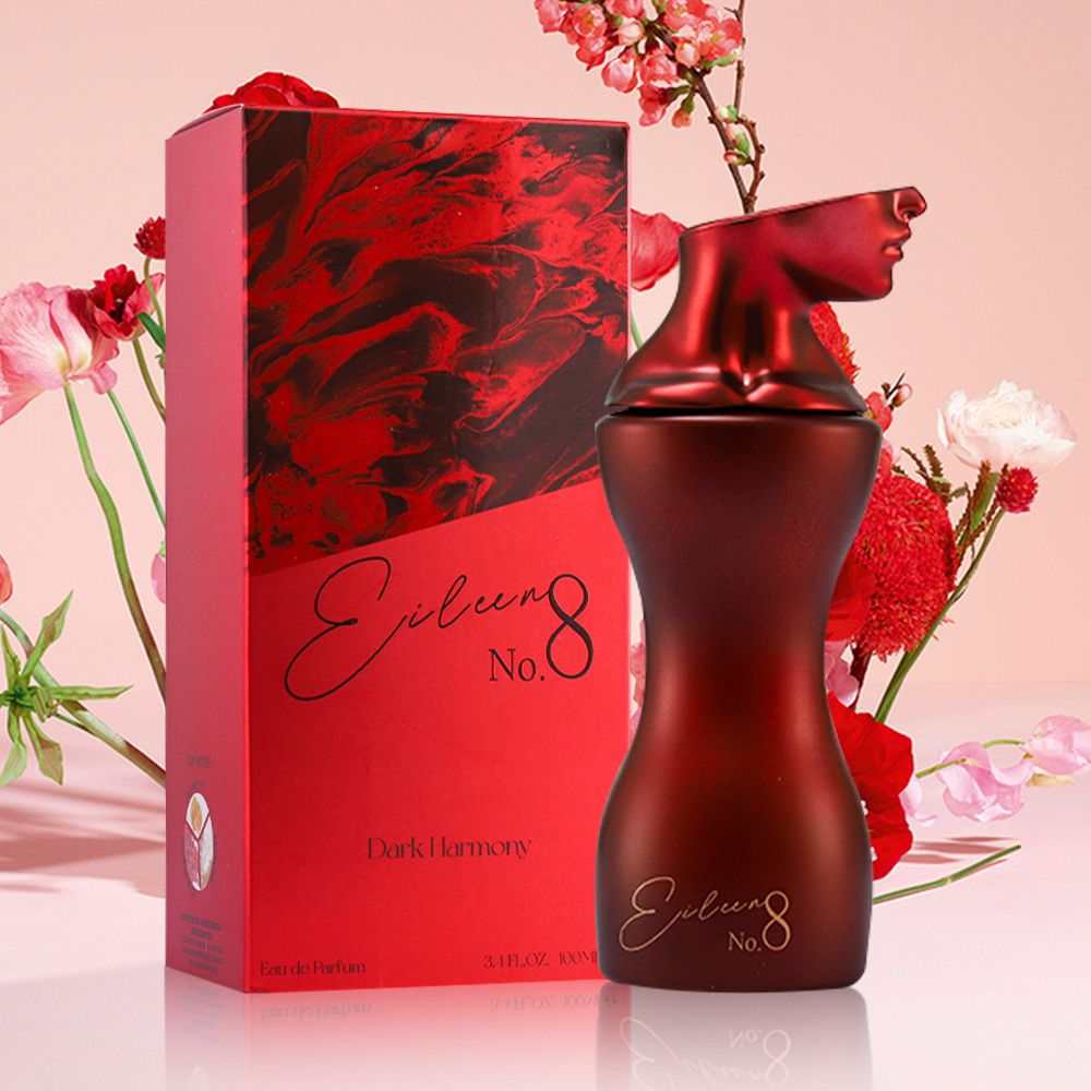 Sugar Red Berry Eau De Toilette red frosted glass perfume bottle with artistic female silhouette cap and matching red and black packaging
